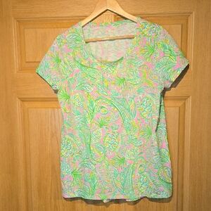Lilly Pulitzer Women's Tropical Green and Pink Tee